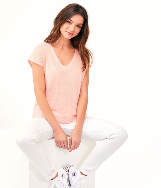 T-shirt in lino donna rosa PATIENCE