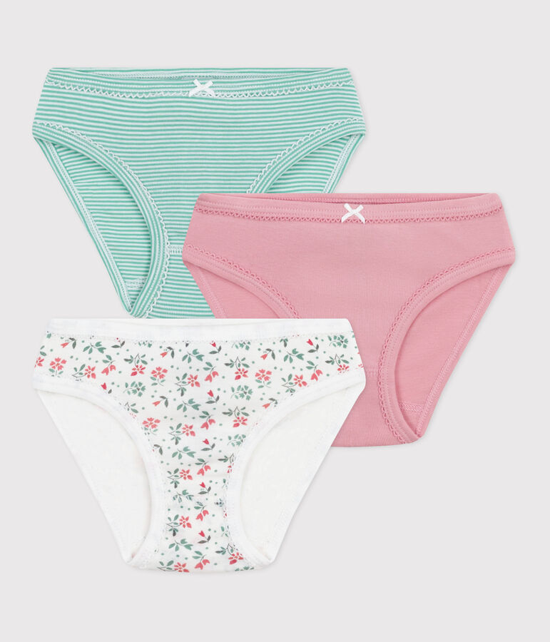 Set di 3 slip in cotone a fiori bambina multicolore