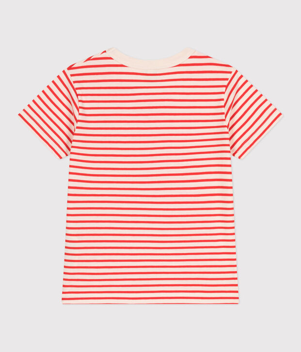T-shirt a maniche corte in cotone a righe bambino rosso/rosso
