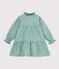 Abito a maniche lunghe in popeline a quadretti vichy bambina verde/bianco