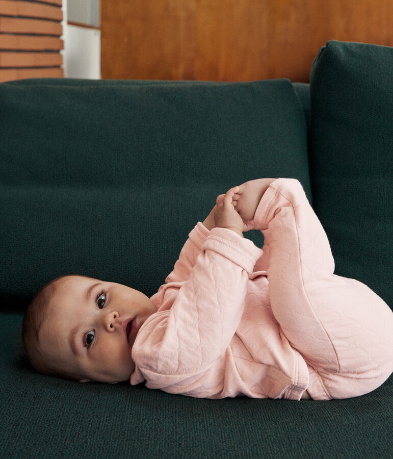 Completo due pezzi in tubique trapuntato neonato rosa