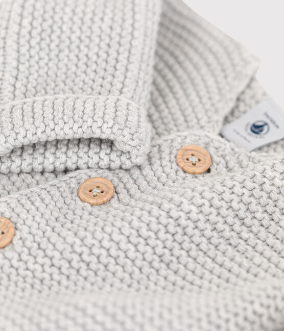 Cardigan bebè in tricot in cotone a punto legaccio grigio BELUGA CHINE