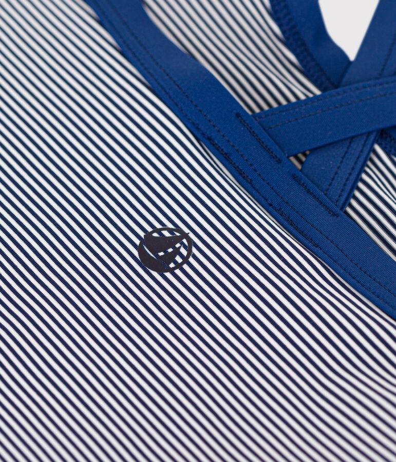 Costume intero a righe bambina blu/bianco