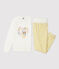 Pigiama bambina a fiori in spugna bouclette grattata giallo OCRE/bianco MARSHMALLOW