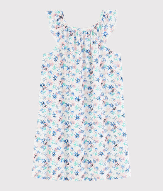 Camicia da notte fantasia anemoni bambina in cotone sottile bianco MARSHMALLOW/bianco MULTICO