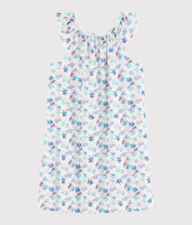 Camicia da notte fantasia anemoni bambina in cotone sottile bianco/multicolore
