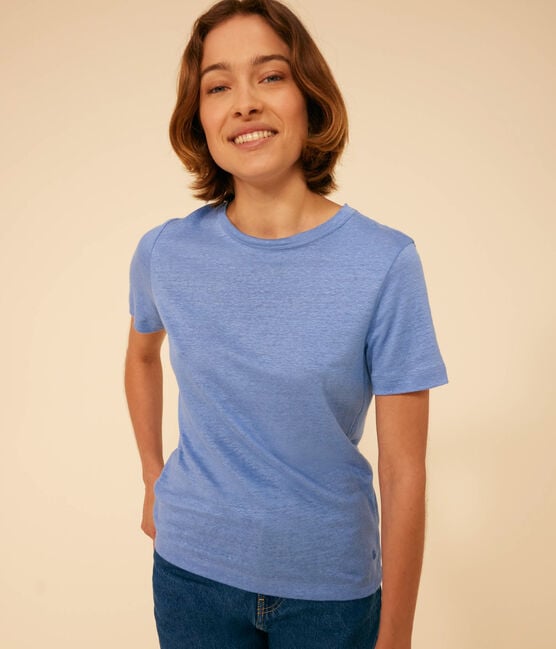 T-shirt L'ICONIQUE in lino da donna blu GAULOISE