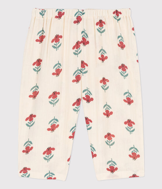 Pantaloni bebè in garza di cotone fantasia bianco AVALANCHE/ MULTICO
