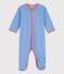 Tutina pigiama bebè a righe in cotone biologico blu BRASIER/grigio MARSHMALLOW