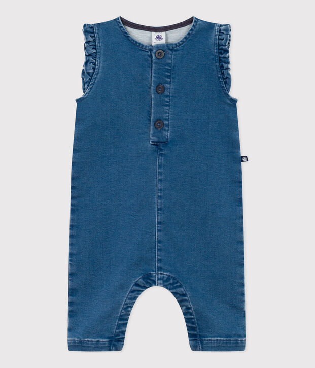 Tutina smanicata in denim beb&egrave; blu