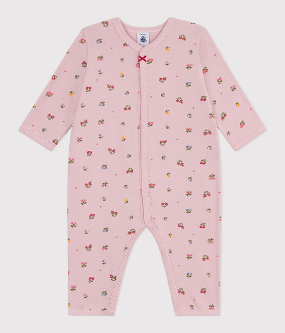 Pigiama senza piedini in cotone con stampa a fiori neonato rosa JOLI/bianco MULTICO