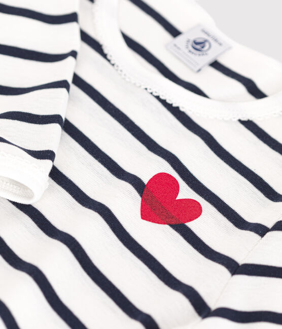 Camicia da notte in cotone a righe bambino bianco MARSHMALLOW/blu SMOKING