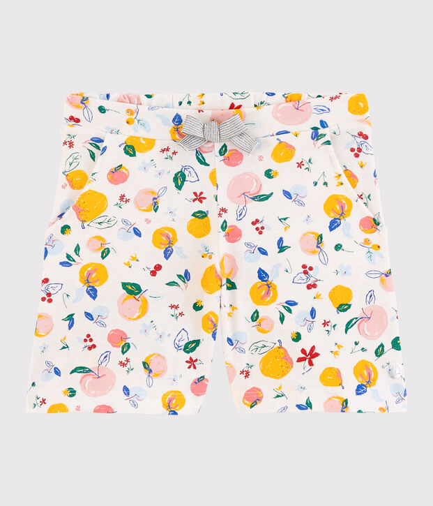 Shorts in cotone bambina bianco/multicolore