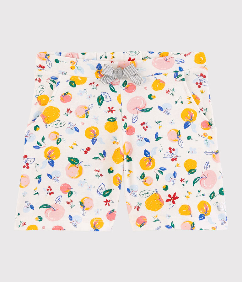 Shorts in cotone bambina bianco/multicolore