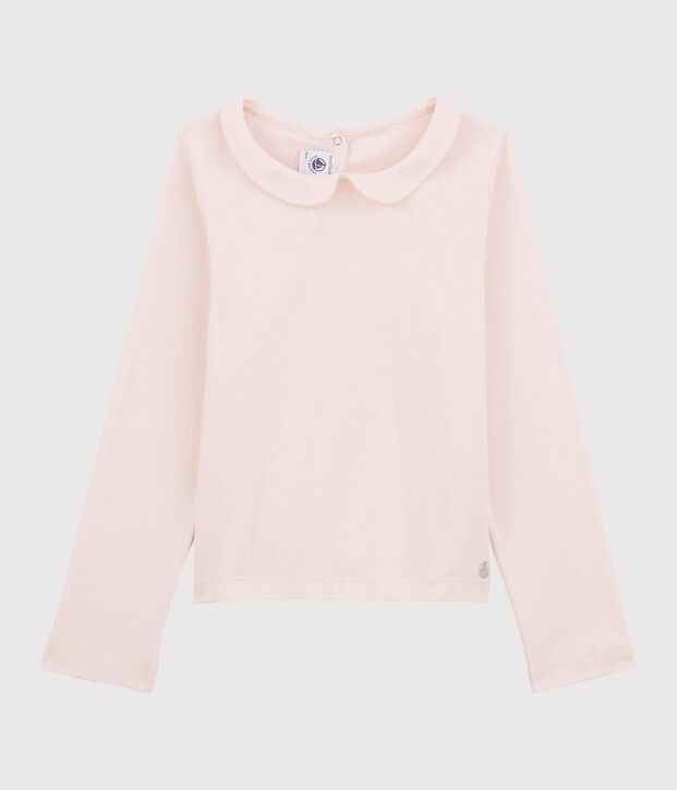 T-shirt bambina a maniche lunghe in cotone rosa