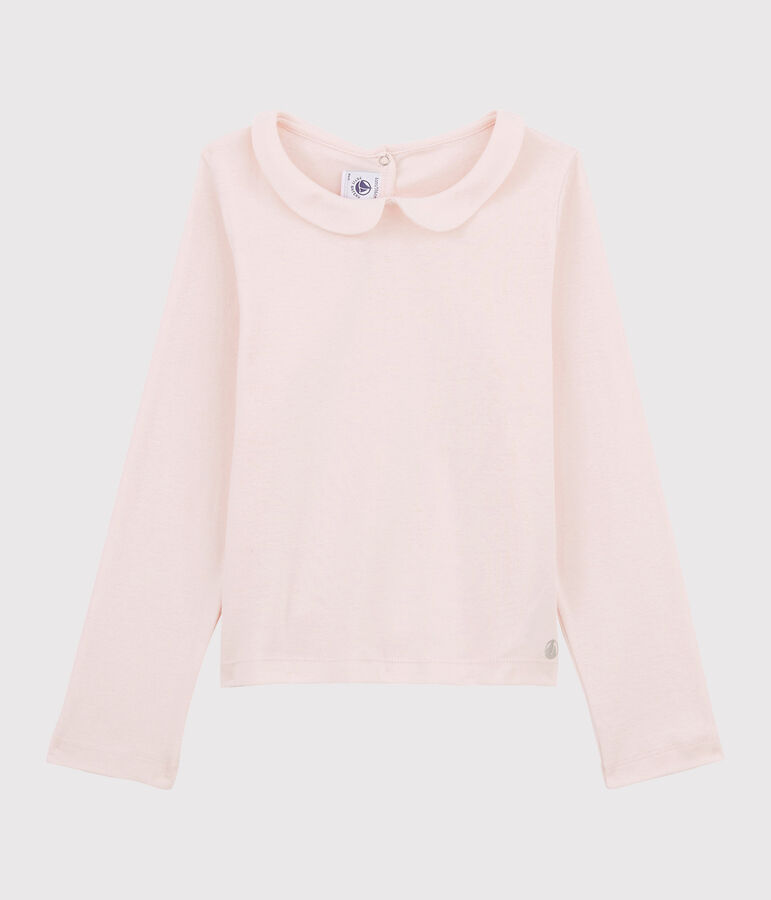 T-shirt bambina a maniche lunghe in cotone rosa
