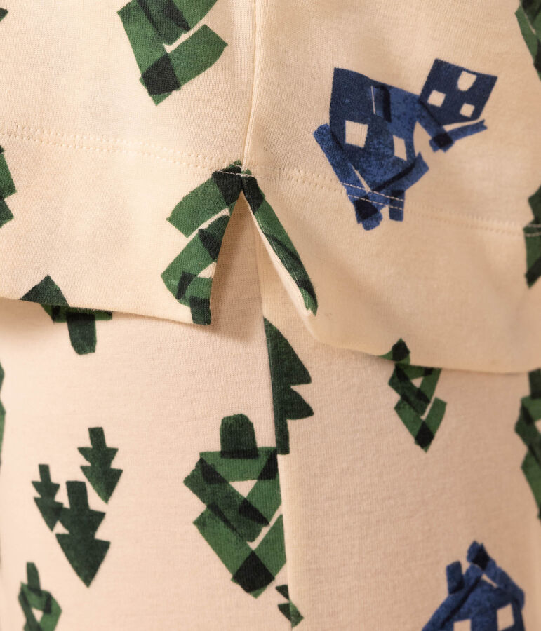 Pigiama chalet donna in cotone ecru/multicolore