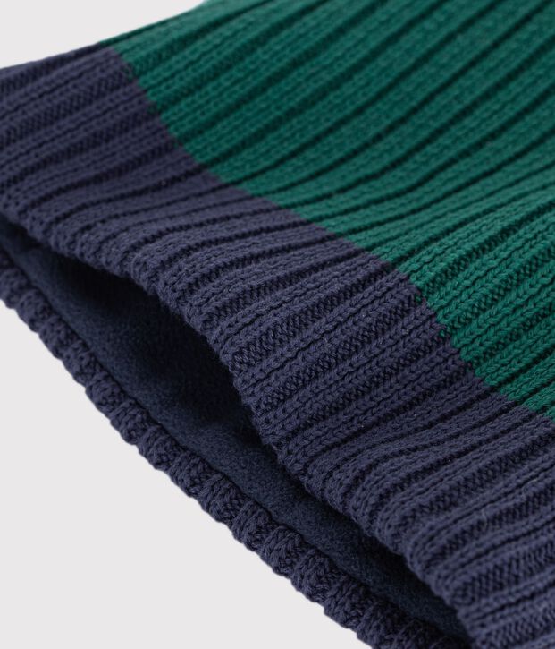 Snood in maglia bicolore foderata in pile bambino verde/blu