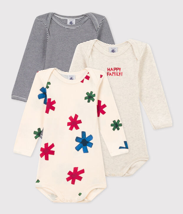 Confezione da 3 body a maniche lunghe a stelle beb&egrave; in cotone multicolore