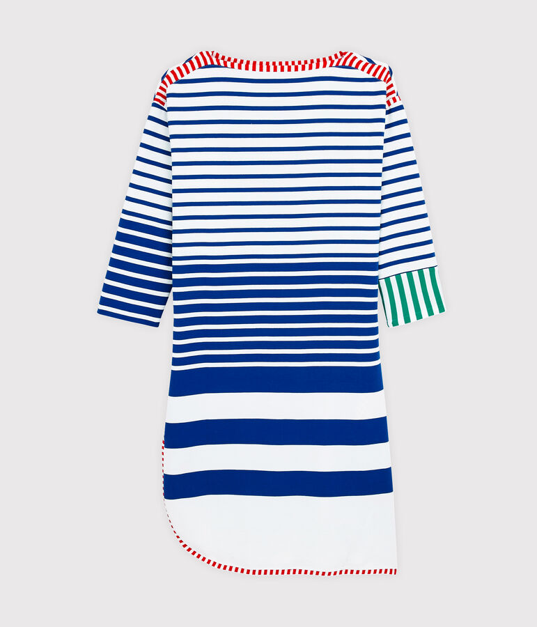 Abito riedizione Hy&egrave;res donna bianco LAIT/blu SURF