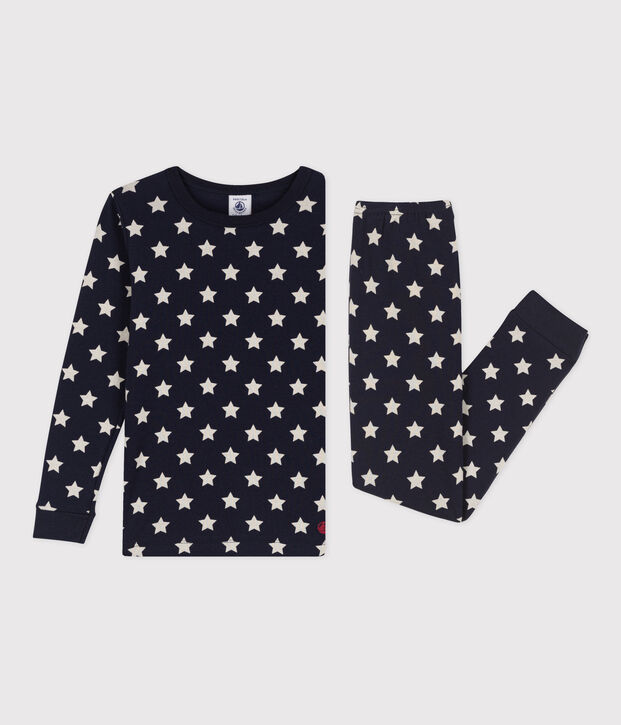 Pigiama bambino unisex in cotone a stelle blu/bianco