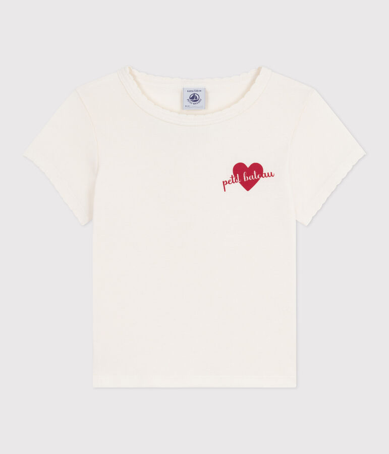 T-shirt a maniche corte con stampa bambino ecru