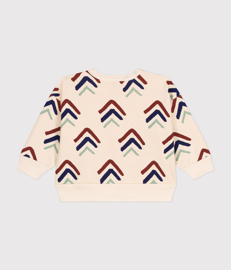 Felpa in tessuto felpato per beb&egrave; ecru/blu/multicolore