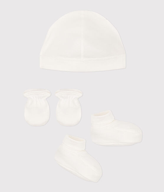 Set con cuffietta, babbucce e muffole bebè variante 1