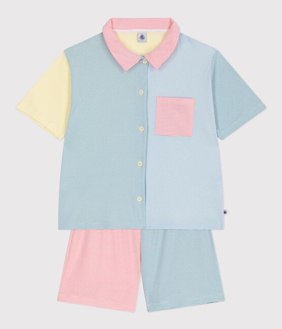 Pantaloncini da pigiama da donna in cotone a righe con bottoni sul davanti bianco MARSHMALLOW/bianco MULTICO