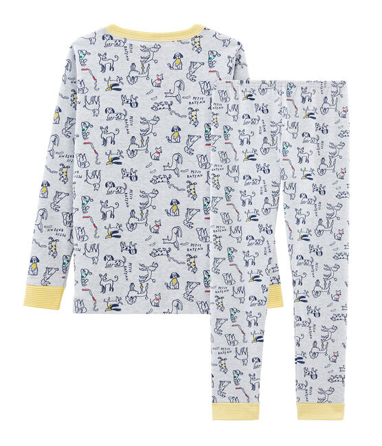 Pigiama bambino a costine modello molto aderente grigio POUSSIERE/bianco MULTICO