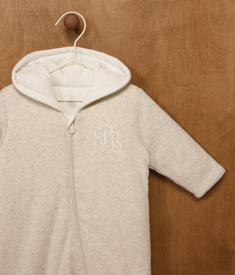 Tutina imbottita con cappuccio e piedini tinta unita neonato beige MONTELIMAR CHINE