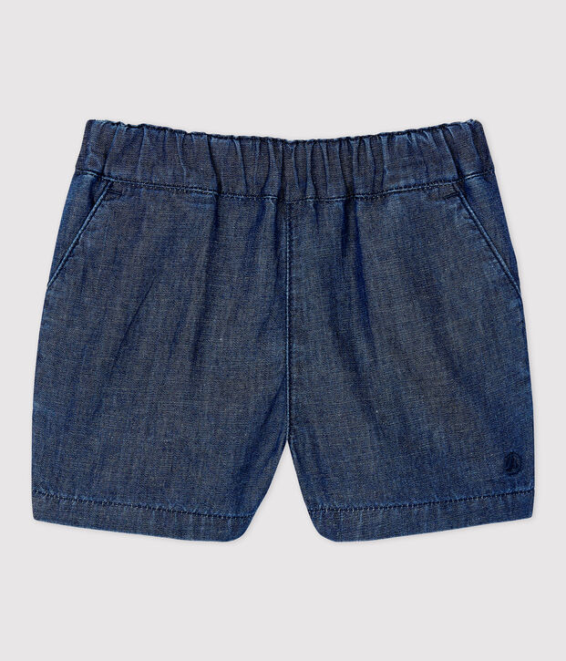 Shorts beb&egrave; in denim leggero biologico blu