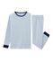 Pigiama ragazzo a costine blu ACIER/bianco MARSHMALLOW