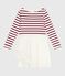 Abito a maniche lunghe in cotone e tulle bambina rosso MILK/ AMARANTE