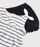 Insieme blusa + bloomer in cotone/lino bebè femmina bianco MARSHMALLOW/blu MEDIEVAL