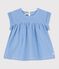 Blusa a manica corta bebè in cotone biologico blu BRASIER/grigio MARSHMALLOW
