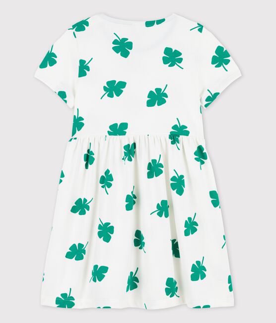 Abito bambina a maniche corte in felpa bianco MARSHMALLOW/verde GAZON
