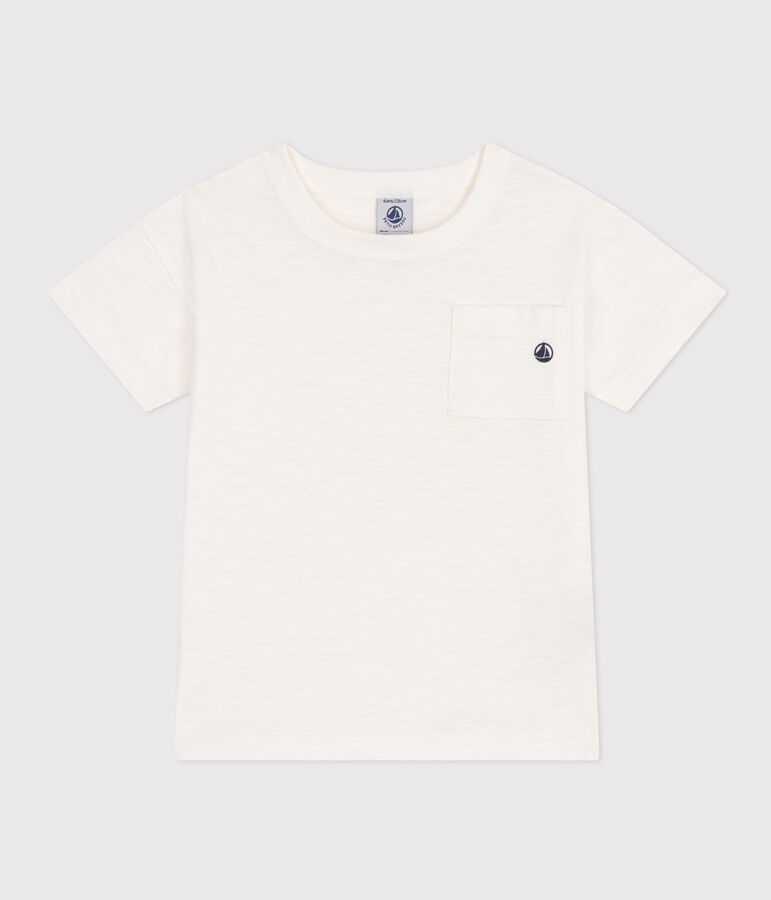 T-shirt bambino in jersey fiammato bianco