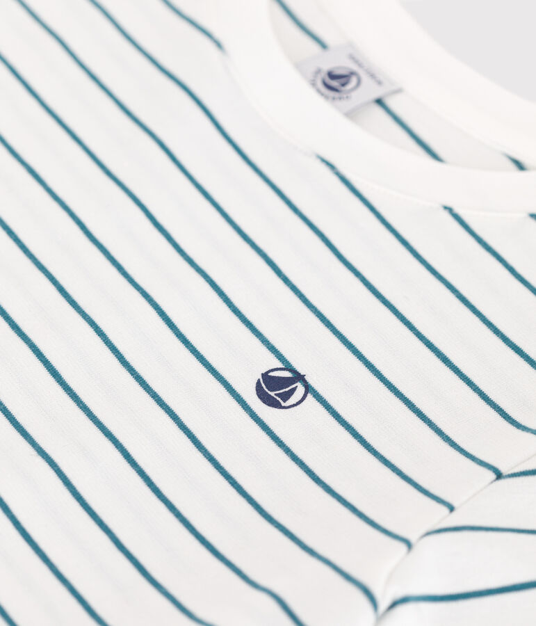T-shirt a maniche corte in cotone a righe bambino bianco/verde
