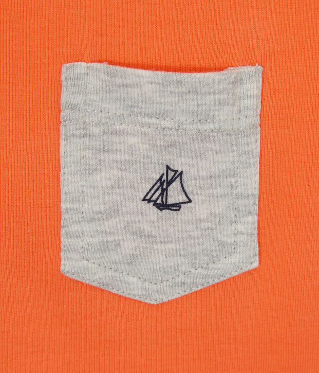 T-shirt bambino con tasca sul petto arancione