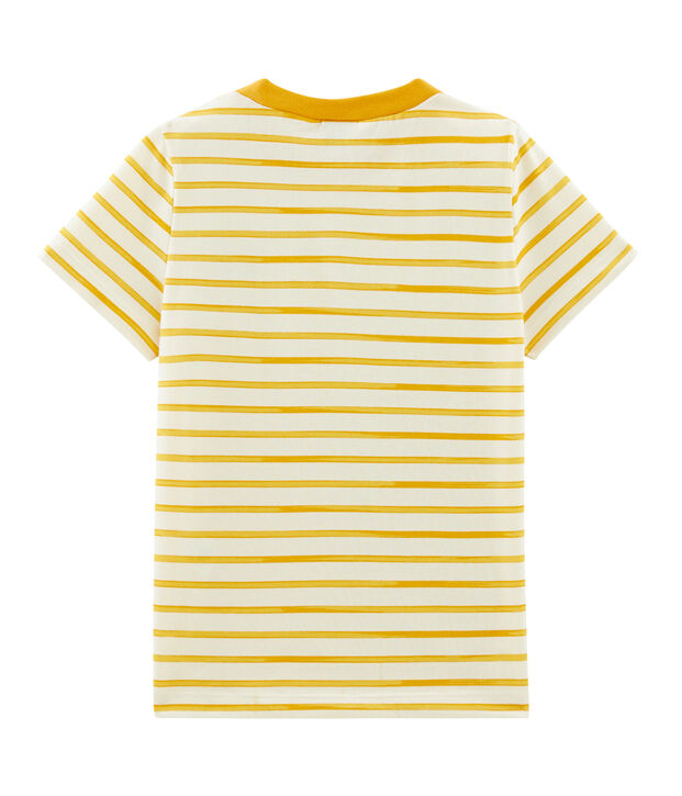 T-shirt bambino maniche corte bianco/giallo