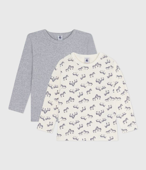 Set di T-shirt a maniche lunghe in cotone con stampa di zebre bambino multicolore