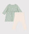 Abito e leggings in cotone neonato verde HERBIER/bianco MULTICO