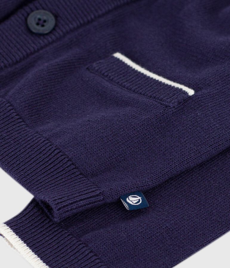 Cardigan in cotone tinta unita neonato blu