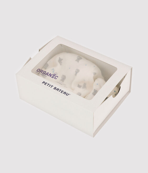 Confezione con cappellino nascita e muffole neonato a coste multicolore