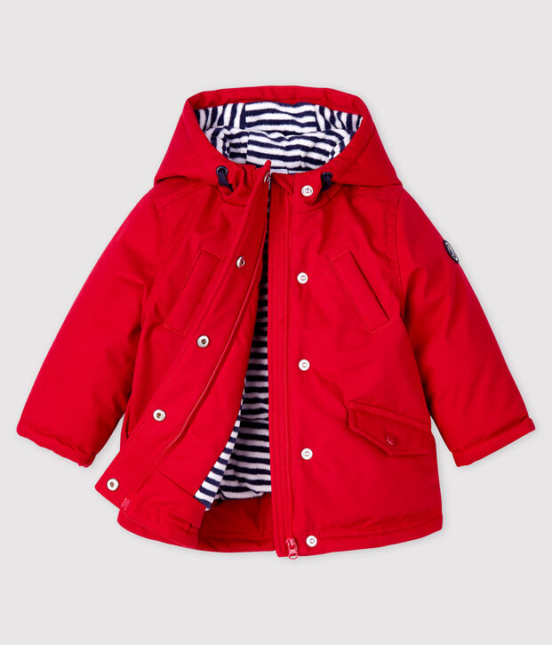 Parka lunghezza midi beb&egrave; maschio rosso