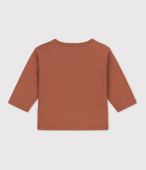 T-shirt maniche lunghe beb&egrave; in cotone marrone