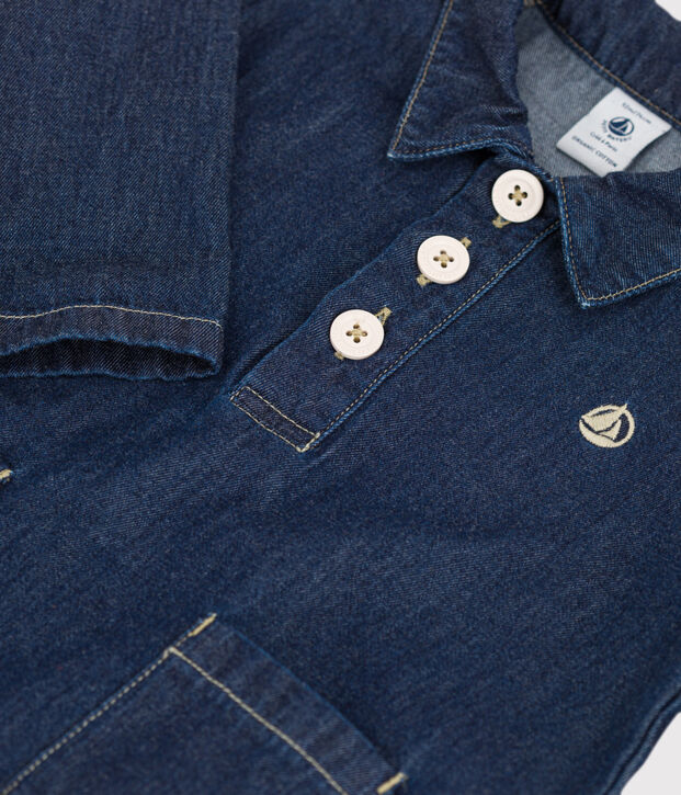 Abito a manica lunga in denim leggero beb&egrave; blu