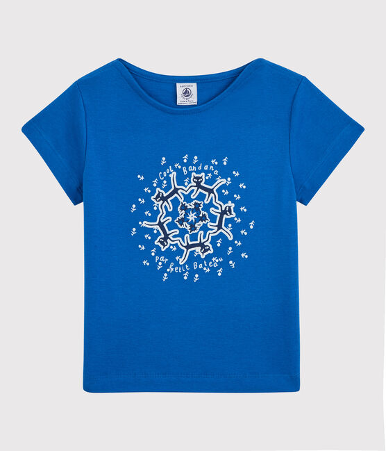 T-shirt a maniche corte in cotone bio bambina blu DELFT