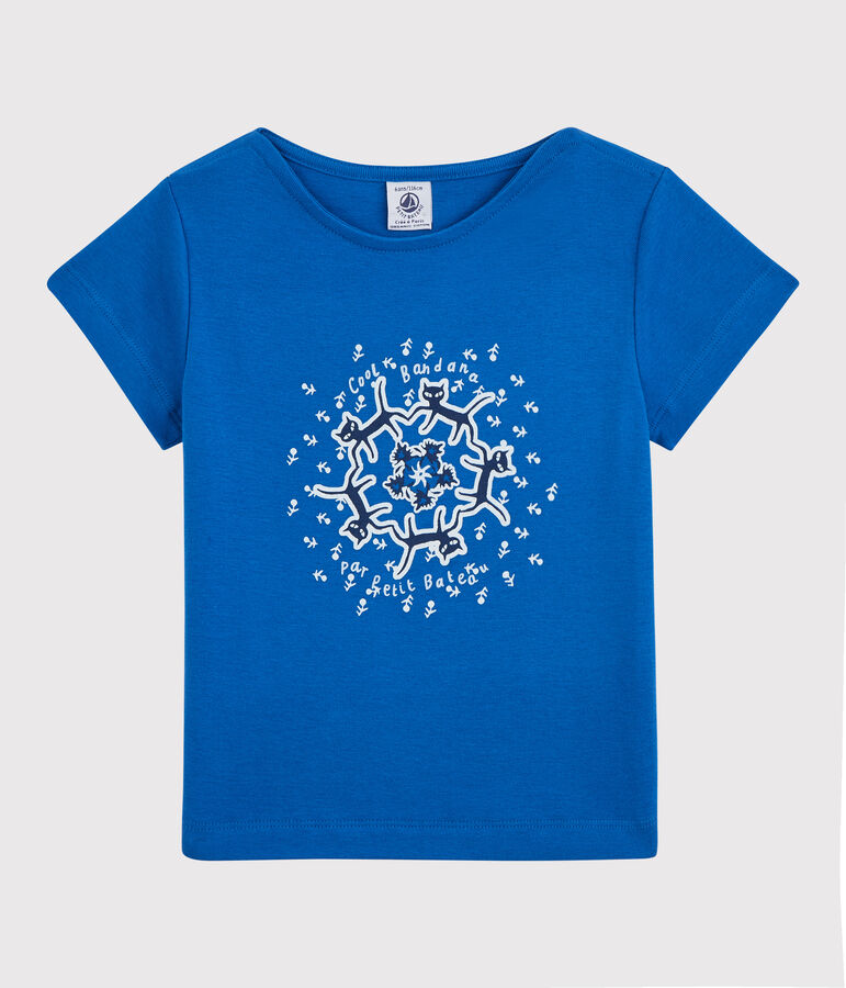 T-shirt a maniche corte in cotone bio bambina blu